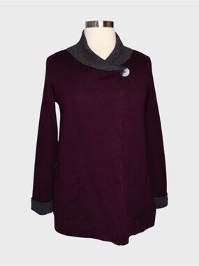 Jones & Co Colorblock Asymmetrical Collar Tunic Sweater